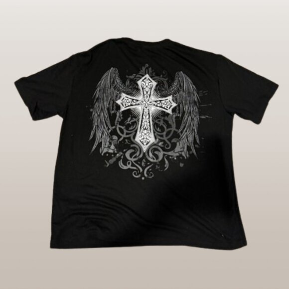 ROMWE Tops - Cross and Wings Graphic T-Shirt